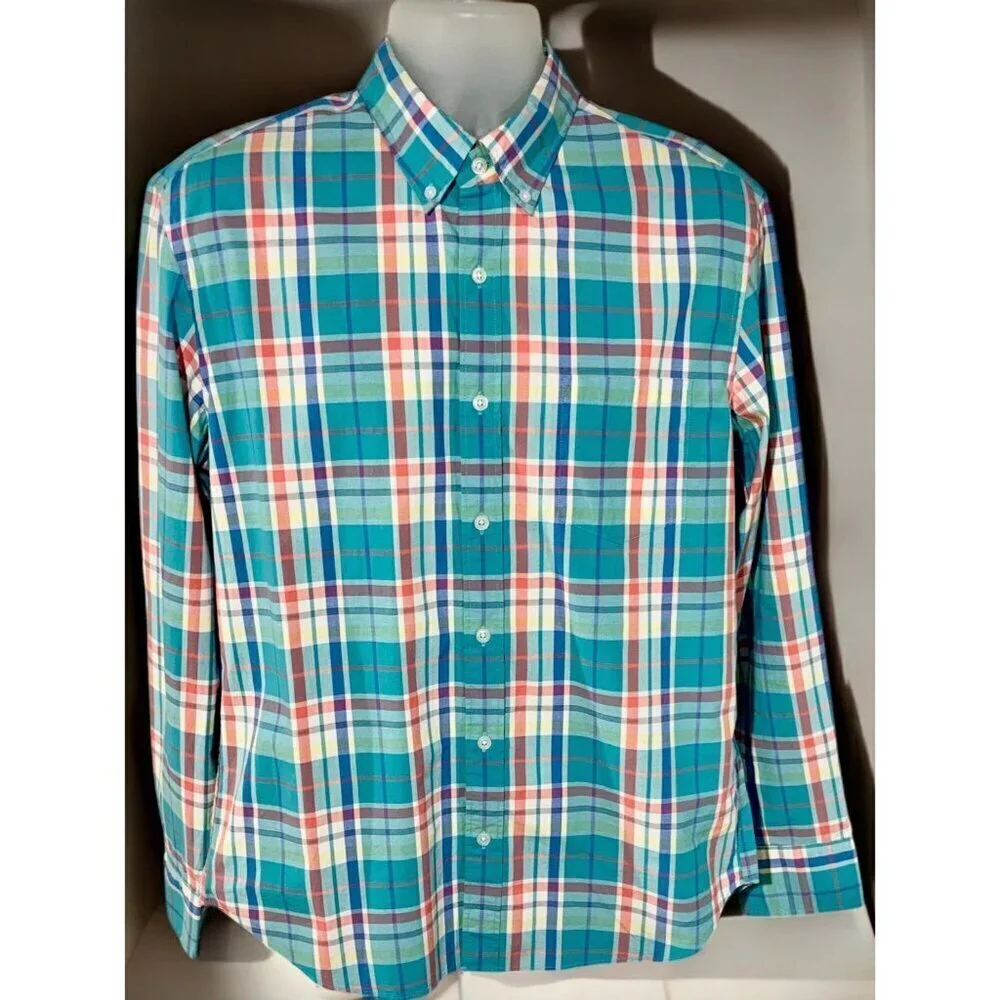 J.Crew Flex Washed Plaid Slim Untucked Shirt Button Down Long Sleeve NEW Large